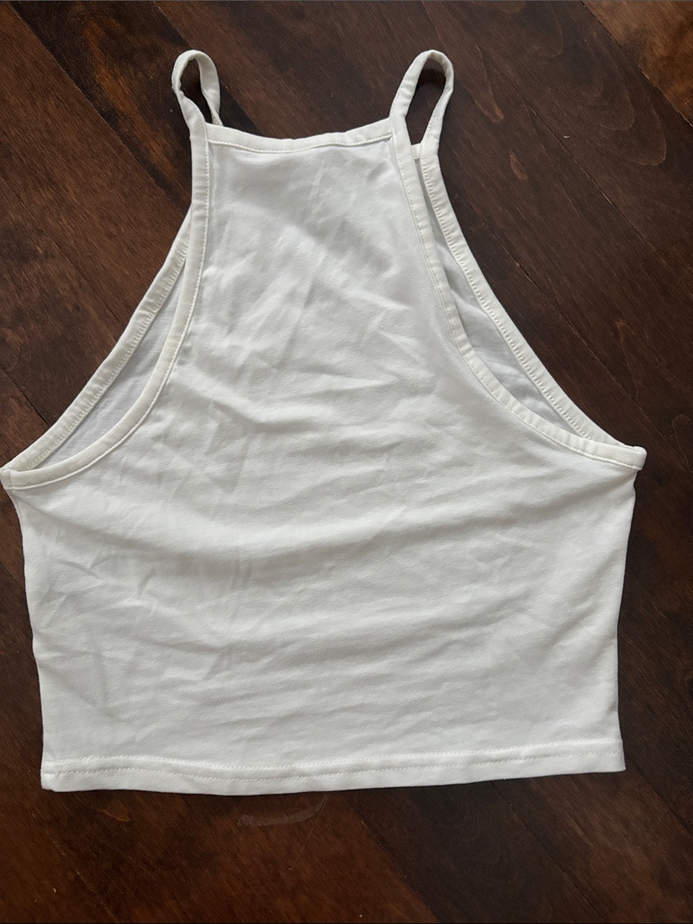 H&M White Cropped Halter Tank Top